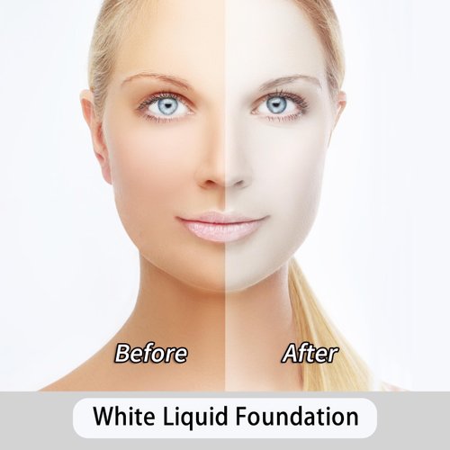 Go Ho White Liquid Foundation,Full Coverage White Foundation, Color Corrector White Demi Matte Finish for Daily,Cosplay, Halloween Makeup