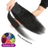 Alisfeel Kinky Straight Human Hair Ponytail Extensions 10A Brazilian Yaki Straight Ponytail Human Hair Extensions Hairpiece Unprocessed Clip In Pony Tail for Black Women 110g (24 Inch)