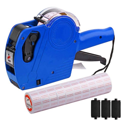 MX-5500 8 Digits Price tag Gun with 5000 Sticker Labels and 3 Ink Refill, Label Maker Numerical Pricing Gun Kit for Office, Retail Shop, Grocery Store, Organization Marking (Blue)