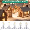 Meonum 4 Pack Christmas Village Light, Light Cord with 5 LED Light Bulb, 12 Ft Accessory Cord with C7 Lamp, Rotary On/Off, Female/Male Plugs, Spare Fuses, C7 Light Cord for Village House Craft Decor