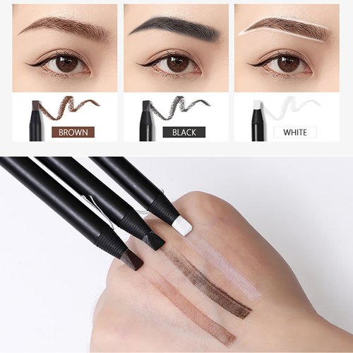 6pcs Waterproof White Black Brown Pre-Draw Mapping Pencils Peel off Eyebrow Pencil Hard Permanent Makeup Eyebrow Pencil (Mix Color)