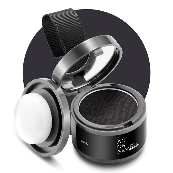 Acosexy Root Touch Up Hair Powder, Instantly Root Cover Up Hairline Shadow Powder,Black Hairline Powder for Women Eyebrows, Touch Up Hair Powder For Men Beard Line,Bald Spots (Black)