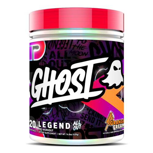 GHOST Legend All Out Pre-Workout Powder, Orange Cream - 20 Servings - Pre-Workout Supplement for Men & Women - Energy & Pumps - Caffeine, L-Citrulline, & Beta Alanine Blend - Sugar Free