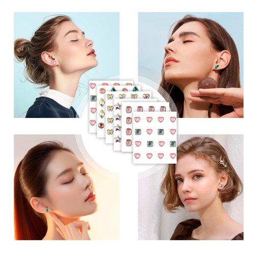 6 Sheet Makeup Self Adhesive Rhinestones,Face & Hair & Body Makeup Festival Essentials Gems,Rave Carnivaln New Year Glitter Decoration Accessories,Stick on Eye,Ear Craft Jewels for Girls & Women