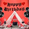 Ushinemi Pre-Strung Goth Birthday Decorations, NO DIY Gothic Happy Birthday Banner Glitter Funeral Birthday Party Supplies