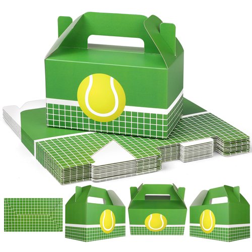 Aodaer 16 Pack Paper Tennis Treat Boxes for Team 6.2 x 6.2 x 3.5 Inch Sports Theme Candy Goodie Boxes Tennis Team Gift Boxes Tennis Birthday Party Decor for Party Supplies Gift Baby Shower