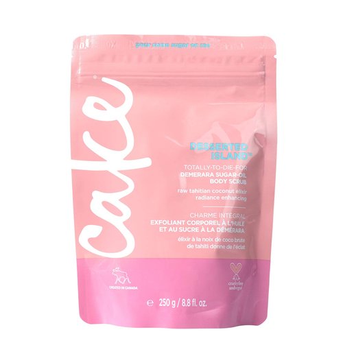Cake Beauty Desserted Island Vegan Body Sugar Scrub - Shea Butter, Demerara Sugar & Coconut Oil - Gentle Exfoliating Hand, Leg, Foot & Body Sugar Soap Scrub & Moisturizing Shower Wash for Women