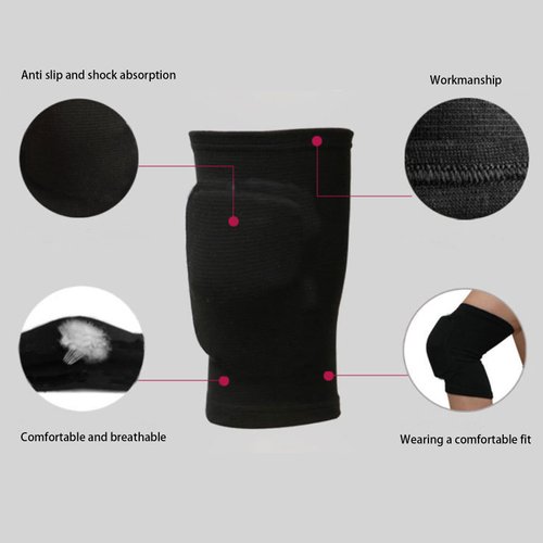 Tatibana Full Black Protective Sponge Knee Pads, Soft Breathable Knee Support Knee Brace for Adult Kids Sports Dance Football Gym Skating（M）