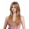 Rugelyss Long Wavy Strawberry Blonde Wigs for Women, Ombre with Dark Roots Layered Synthetic Hair Wig with Bangs for Daily Party