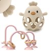 Baby High Chair Suction Toys Teething Chew - Baby Table Toys, Baby Teething Toys Silicone Teethers, Food Grade Silicon for 6 12 18 Months (Rosepink Beige)