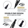 Ownest 3 Pcs Double-sided Liquid Eyeliner Pen,with Eye Makeup Stamp Super Slim Gel Felt Tip High Black Pigment,Waterproof Smudgeproof Long Lasting Eyeliner Eye Tattoo Makeup Tool