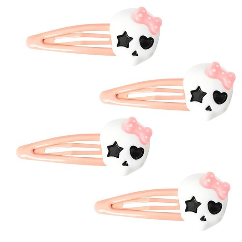 Goth Skull Skeleton Hair Clips Barrettes for Girls - Pink Decorative Punk Cosplay Prom Party Hair...