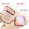 LSxia Contour Palette with Brush, Cream Contour Powder Palette Bronzer Powder Matte Bronzer Palette Cool Toned Contour Kit with Mirror for Face Sculpting Contour Makeup (#C01 Soft Grey)