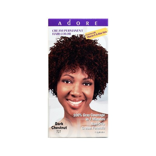 Adore Cream Permanent Hair Color 727 Dark Chestnut enriched with Vitamin E & Aloe Vera 1 application