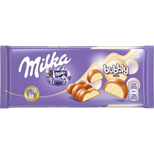 Milka Bubbly White Aerated Chocolate Bar 100g (10-pack)