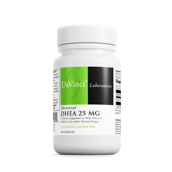 DAVINCI Labs Micronized DHEA 25 mg - Dietary Supplement to Support Immune System, Thyroid Health and Healthy Hormone Levels* - with 25 mg Micronized DHEA - Gluten-Free - 90 Vegetarian Capsules