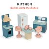 Mentari Toys - Kitchen - Wooden Dollhouse Furniture Set for Dollhouse Kitchen - Furniture Incl Cooker Oven, Fridge, Sink, Table and Other Accessories - Age 3+