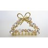 Small gold bead and crystal bow gold metal hair claw clip bridal clip