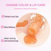 Mrettick 2PCS Magic Color Changing Lip Oil, Warm Change Moisturizing Lip Gloss Lip Oil Hydrating Lip Oil, Upgraded Long Lasting Nourishing Magic Big Brush Color Changing Lip Oil（Pink+Red）