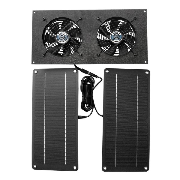 CoolerGuys 10W Solar Powered Dual Fan Kit for Small Chicken Coops, Greenhouses, Doghouses, Sheds, and Other Enclosures