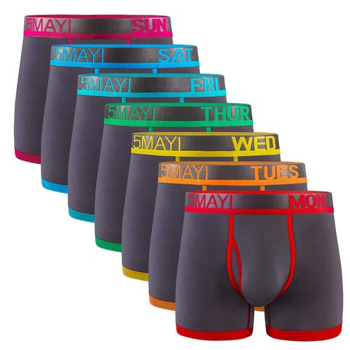 5Mayi Men's Underwear Boxer Briefs Cotton Black Mens Boxer Briefs Underwear Men Pack Wide Waistband L