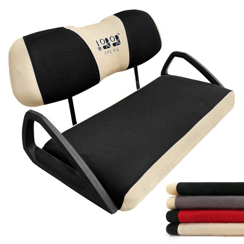 9.99WORLD MALL Golf Cart Seat Cover compatible Yamaha Club Car Precedent Full Set for Front Seat (Black & Beige)