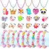Play Jewelry for Little Girls, Kids Necklaces Rings Bracelets Set for Toddler Girl, Princess Dress Up Accessories Costume Jewelry 3 4 4-6 6-8 Year Old Return Gifts Operation Christmas Child Bulk Items