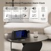 Projection Alarm Clock for Bedroom with Weekday/Weekend Mode,Digital Clock with 350° Projector,5-Level Dimmer,Adjustable Volume,Temperature & Humidity Monitor,Calendar,Snooze,12/24H,DST,Battery Backup