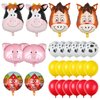 Farm Animal Balloons Set Pig Cow Horse Donkey Head Shaped Mylar Foil Cow Print Latex Balloon for Barnyard Farm Theme Birthday Party Supplies Decorations