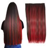 3/4 Full Head Black And Red Color Clip In Hair Extensions Mixed Black And Red Color Long Straight Highlight 5 Clips Clip in Synthetic Hair Extensions For Fashion Girls/Women 24" 120g