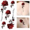 AKOAK Butterflies and Flowers Temporary Stickers Tattoo, Realistic Fake Rose Tattoo Dtickers, Sexy Semi Permanent Flower Arm Tattoo Stickers, Body Art Tattoos for Women Kids (1#)
