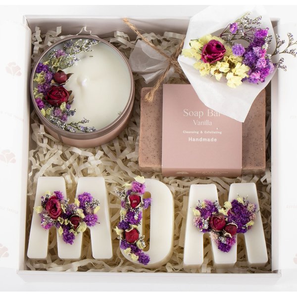 LaurGifts Birthday Gift for Mom Gift Basket for New Mom Gift for Women - Dutch Flower Fields Inspired Home Spa Gift Basket for Women - Bulk Mother's Day Candle Gift Set Self Care Gift Basket for Her