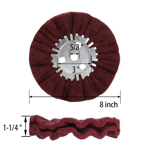 8" Non-Woven Airway Buffing Wheel,5/8'' Arbor Hole,/Coarse Polishing for Angle Grinder 2 PCS