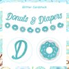 Sursurprise Donuts Baby Shower Decorations, Donuts & Diapers Banner Garland Teal for Boys and Girls Baby Sprinkle Decorations Party Supplies