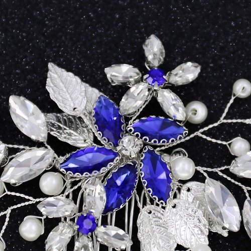 Elehere Flower Wedding Hair Comb Pin Women Crystal Rhinestone Pearl Headpiece for Bride Bridesmaids, Silver Crystal Leaf Simulated Hair Barrette 2023