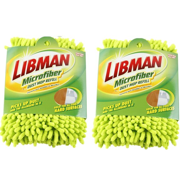 Libman 196 Microfiber Dust Mop Refill with Premium Microfiber Fingers, 18.75" - 2 Pack