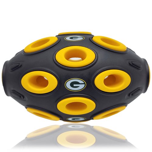 Pets First NFL Green Bay Packers Football Treat Dispensing Toy for Dogs and Cats, Rubber Ball Dog Toy, Interactive Fun Dog Treat Toy, Natural Rubber Dog Feeding Toy