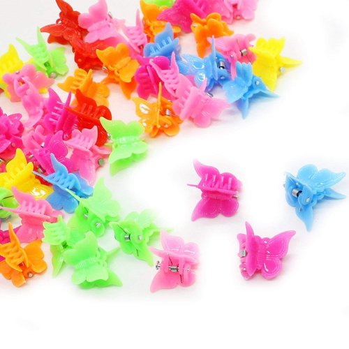 50 Pcs Mixed Color Mini Plastic Beautiful Butterfly Hair Clips Hair Accessories Hair Clip for Wom...