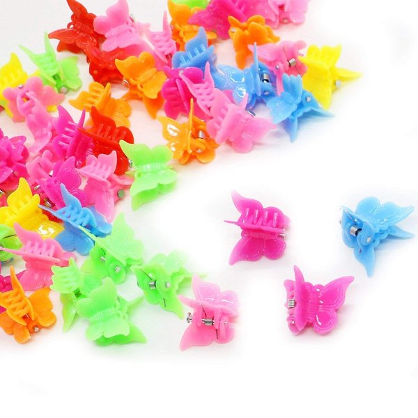 50 Pcs Mixed Color Mini Plastic Beautiful Butterfly Hair Clips Hair Accessories Hair Clip for Women Lady and Girls(Random Color)
