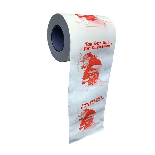Dirty-Santa-Christmas-Toilet-Paper-Roll You Get Shit for Christmas Secret Santa Stocking Stuffer, Adult Funny White Elephant Gag Gift Shart Wipes