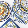 108Pcs Capri Lemon Party Plates Supplies, Capri Yellow Lemon Party Plates Supplies includes Lemon Plates and Napkins, Blue Tiles Mediterranean Party Decor for Kids Birthday Baby Shower, Serves 36