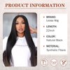 LEOSA Long Straight V Part 22Inch Black Synthetic Wig Full Head Clip In Hair Extensions Wig for Women Heat Resistant Fiber Synthetic Hair Extension (22Inch, 22-1B#)