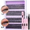 EYDEVRO Fluffy Lash Clusters Kit 30D40D50D60D Lash Extension Kit Cluster Eyelash Extension Kit 10-14mm D Curl Individual Lashes Kit Cluster Lashes with Waterproof Lash Bond and Seal Lash Tweezers