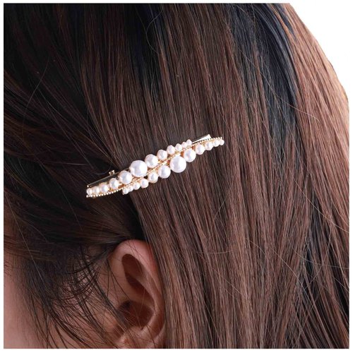 Yheakne Vintage Hair Clip Pin Gold Pearl Hair Pins Clip Pearl Hair Barrette Headpieces Decorative Hair Piece Metal Head Clip Hair Accessories for Women and Girls (Pearl)