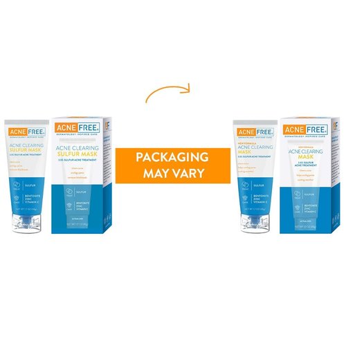 AcneFree Acne Clearing Sulfur Mask Treatment for Clearing Acne, Absorbing Excess Oil and Unclogging Pores with Vitamin C and Bentonite Clay, 1.7 Ounce - Pack of 3