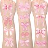 Lovarywow Bows Temporary Tattoos Stickers - 200+ Coquette Birthday Decorations Cute Bow Cherry Ribbon Fake Tattoos Stickers Gift Theme Party Favors Supplies Body Art for Girls Prizes Classroom