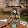 Fairy Garden Statues Gnomes Solar Lantern - Whimsical Elf Out The Door Tree Hugger Figurines Fence Wall Yard Art Home Decor Outdoor Tree Face Sculpture, Ideal Thanksgiving Decorations