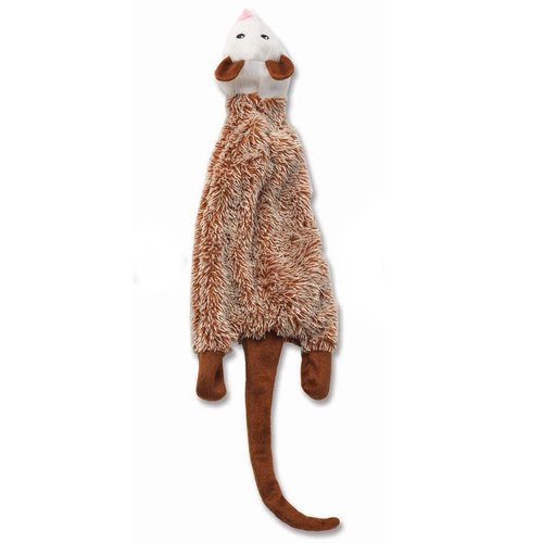PetRageous 14054 RoadRageous Opossum Plush Squeaker Dog Toy 22-Inch Long and Stuffless Body for Dogs of All Breeds, Brown