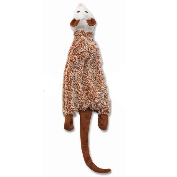 PetRageous 14054 RoadRageous Opossum Plush Squeaker Dog Toy 22-Inch Long and Stuffless Body for Dogs of All Breeds, Brown