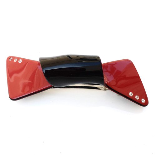 Wardani , medium flat twisted ribbon bow tie with swarovski handmade in France (RED)